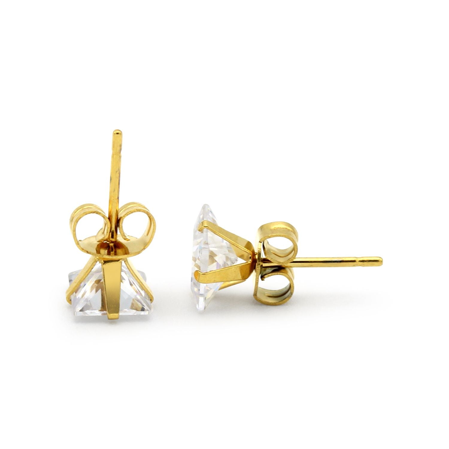 Cubic Zirconia Square 14K Gold Filled Stud Earrings Stainless Steel Jewelry Men Women