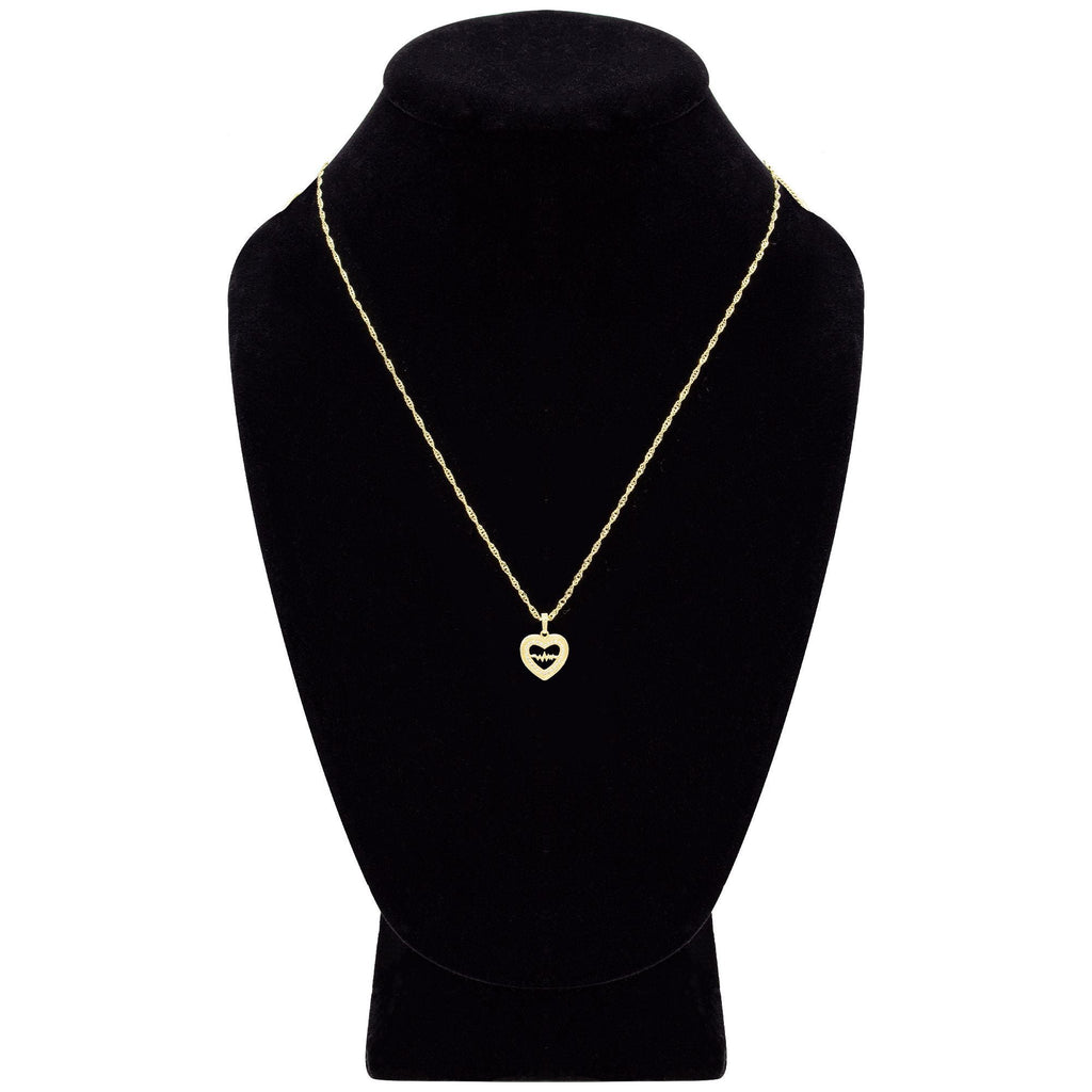 Cubic Zirconia 14K Gold Filled Pulsing Heart Pendant Necklace Set
