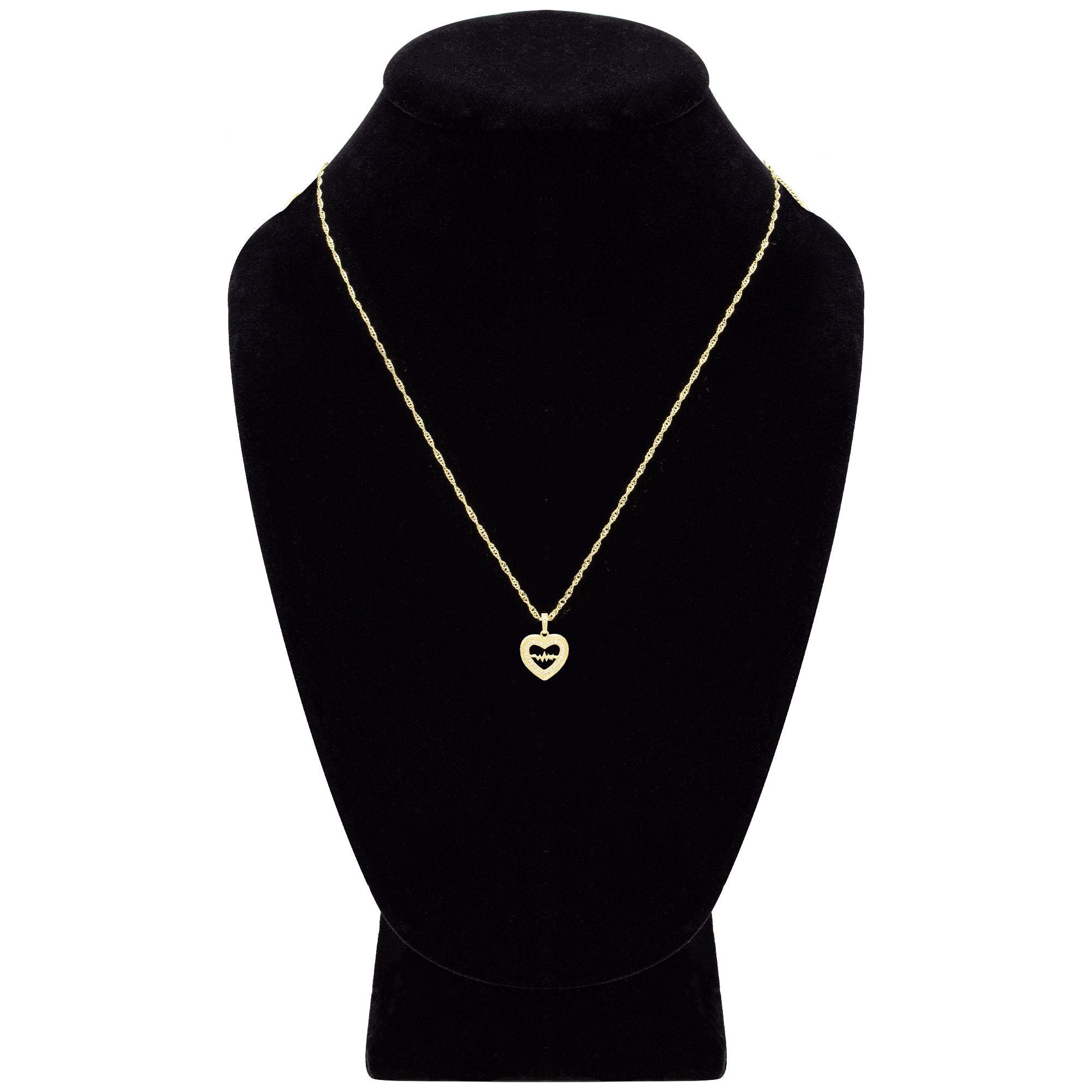 Cubic Zirconia 14K Gold Filled Pulsing Heart Pendant Necklace Set