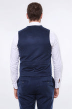 Navy Blue Plain 8 Buttoned Vest - Wessi