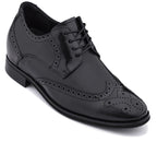 CALTO - Y10655 - 2.8 Inches Taller (Black) - Wingtip Oxford Dress Shoe
