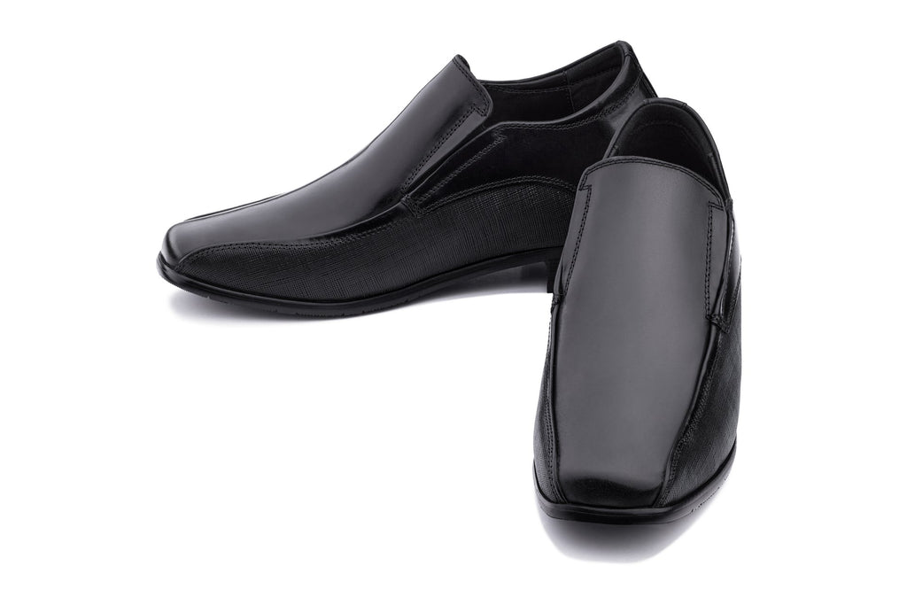 CALTO - Y3023 - 3 Inches Taller (Black) - Slip-On Leather Dress Shoes