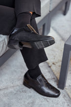 CALTO - Y3023 - 3 Inches Taller (Black) - Slip-On Leather Dress Shoes