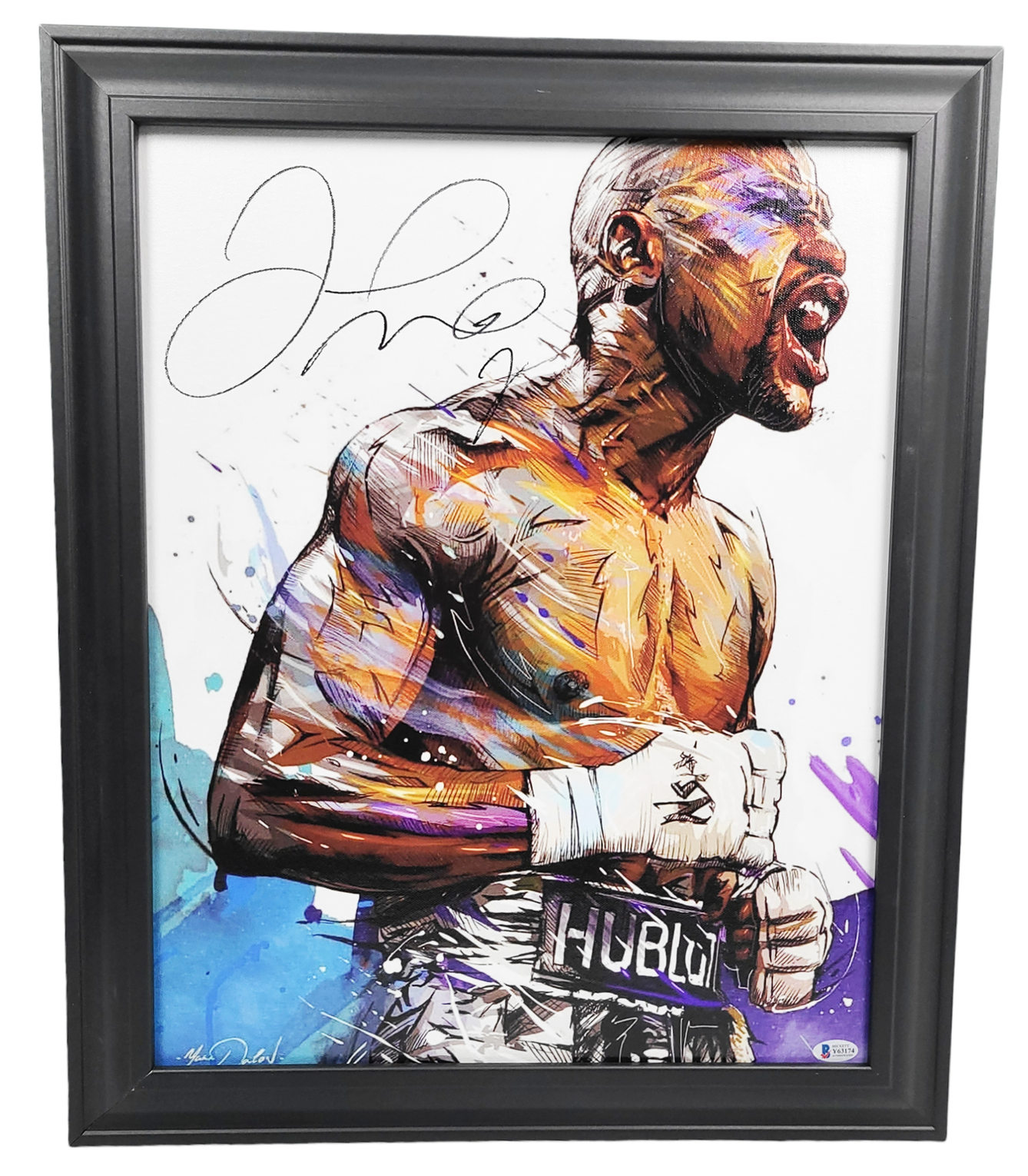 Floyd Money Mayweather Jr. Signed Painting Art Print Framed Canvas BAS
