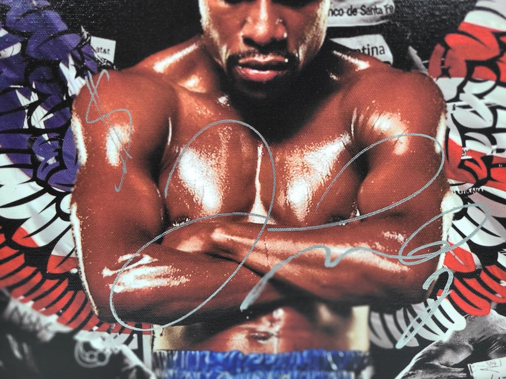 Floyd Money Mayweather Jr. Autographed w Pound4Pound Best Quote Art Framed Canvas BAS