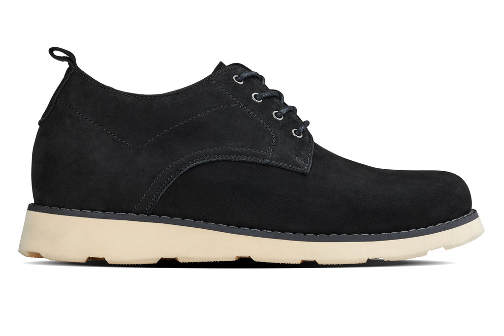 CALTO - Y7261 - 2.8 Inches Taller (Black) - Nubuck Upper Wedge Sole Work Boots