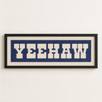 Framed YEEHAW Sign Blue & White Art Print
