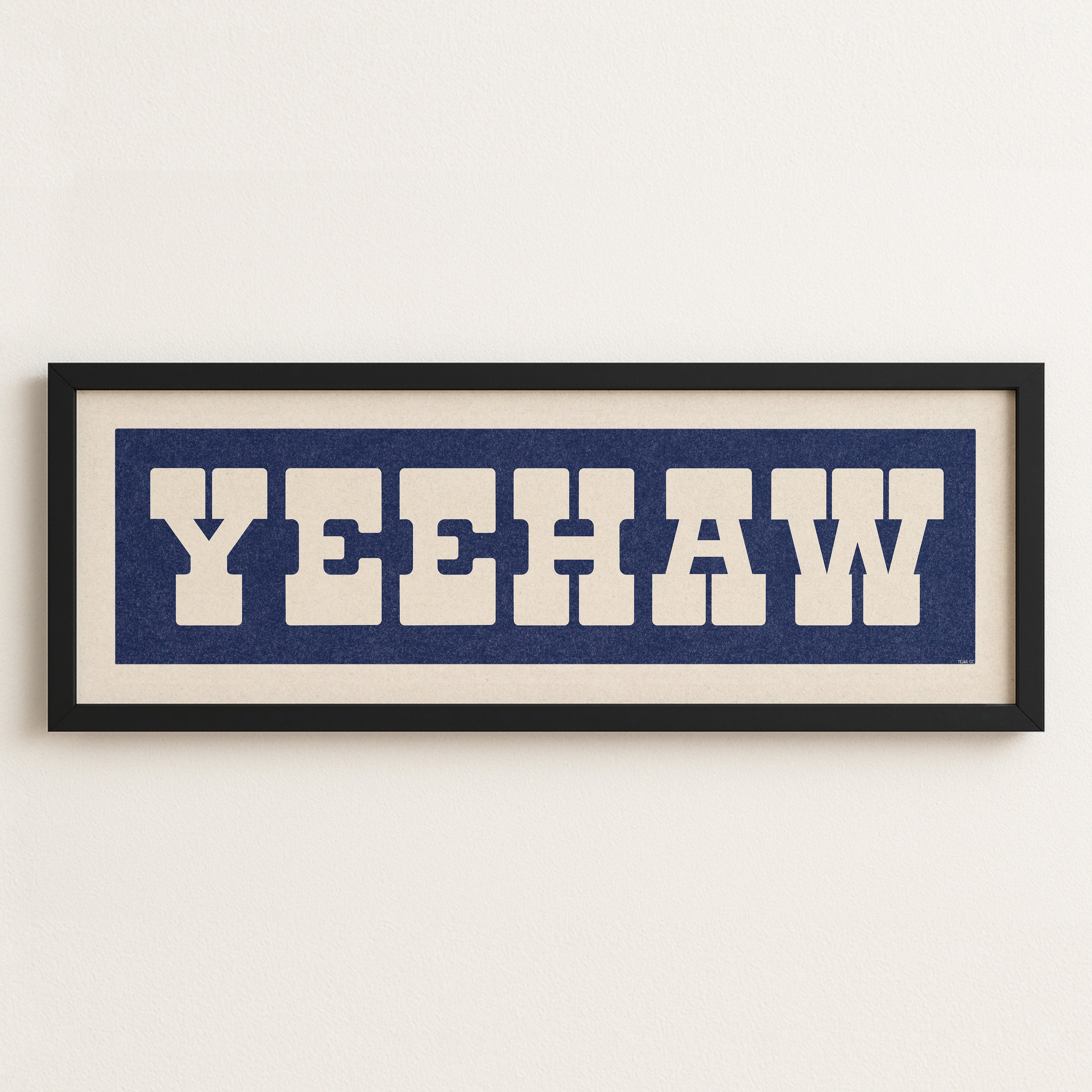 Framed YEEHAW Sign Blue & White Art Print