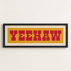 Framed YEEHAW Sign Gold & Red Art Print