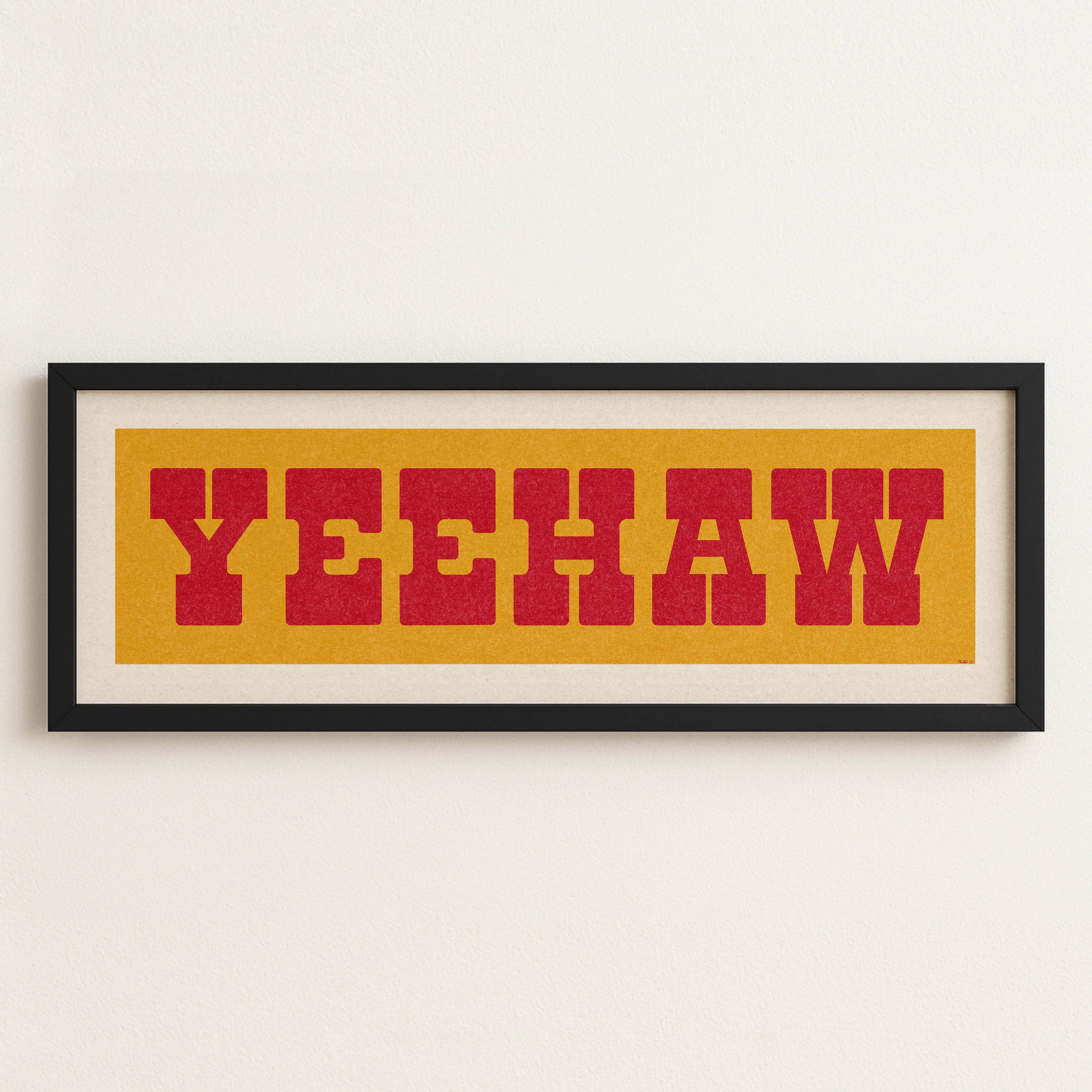Framed YEEHAW Sign Gold & Red Art Print