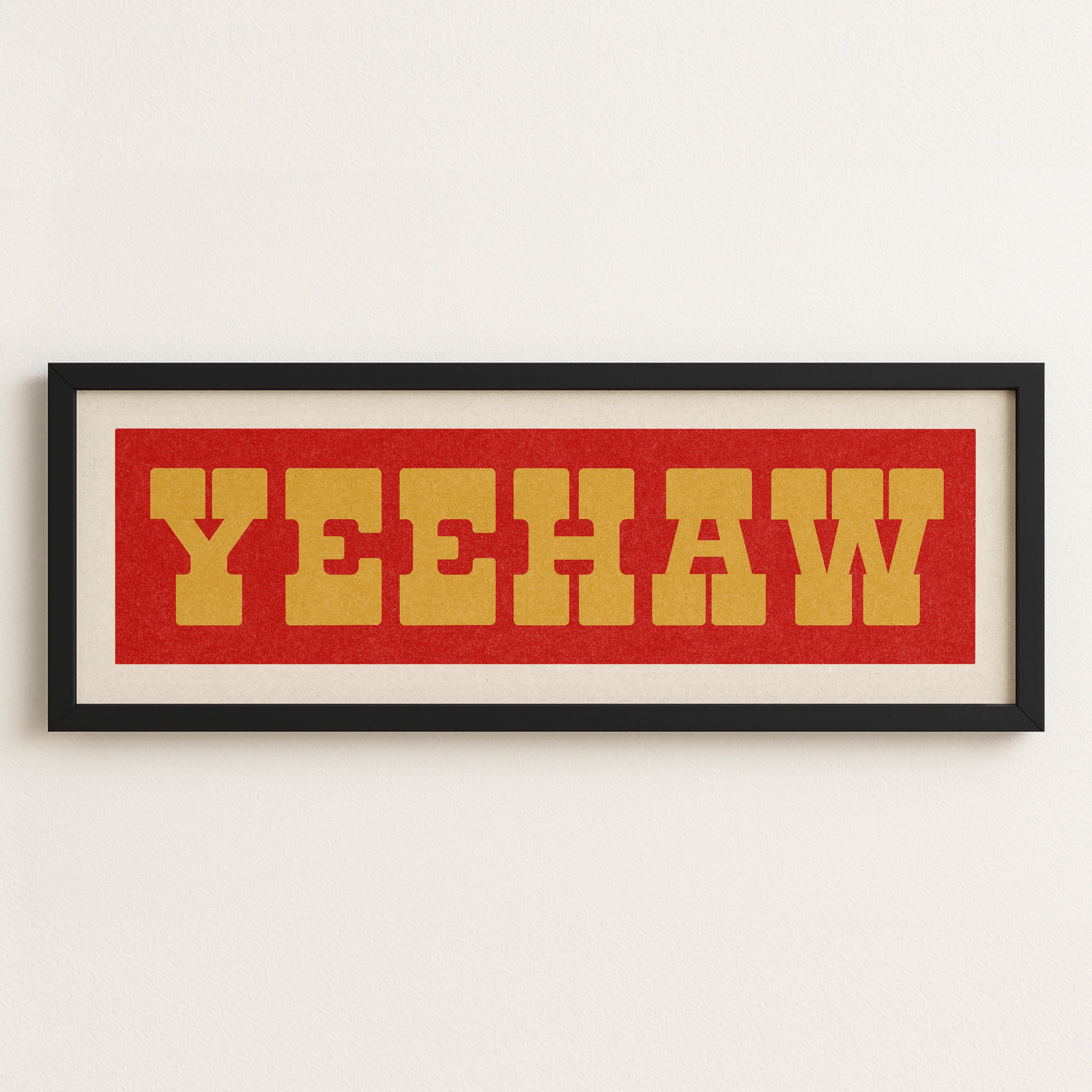 Framed YEEHAW Sign Red & Gold Art Print