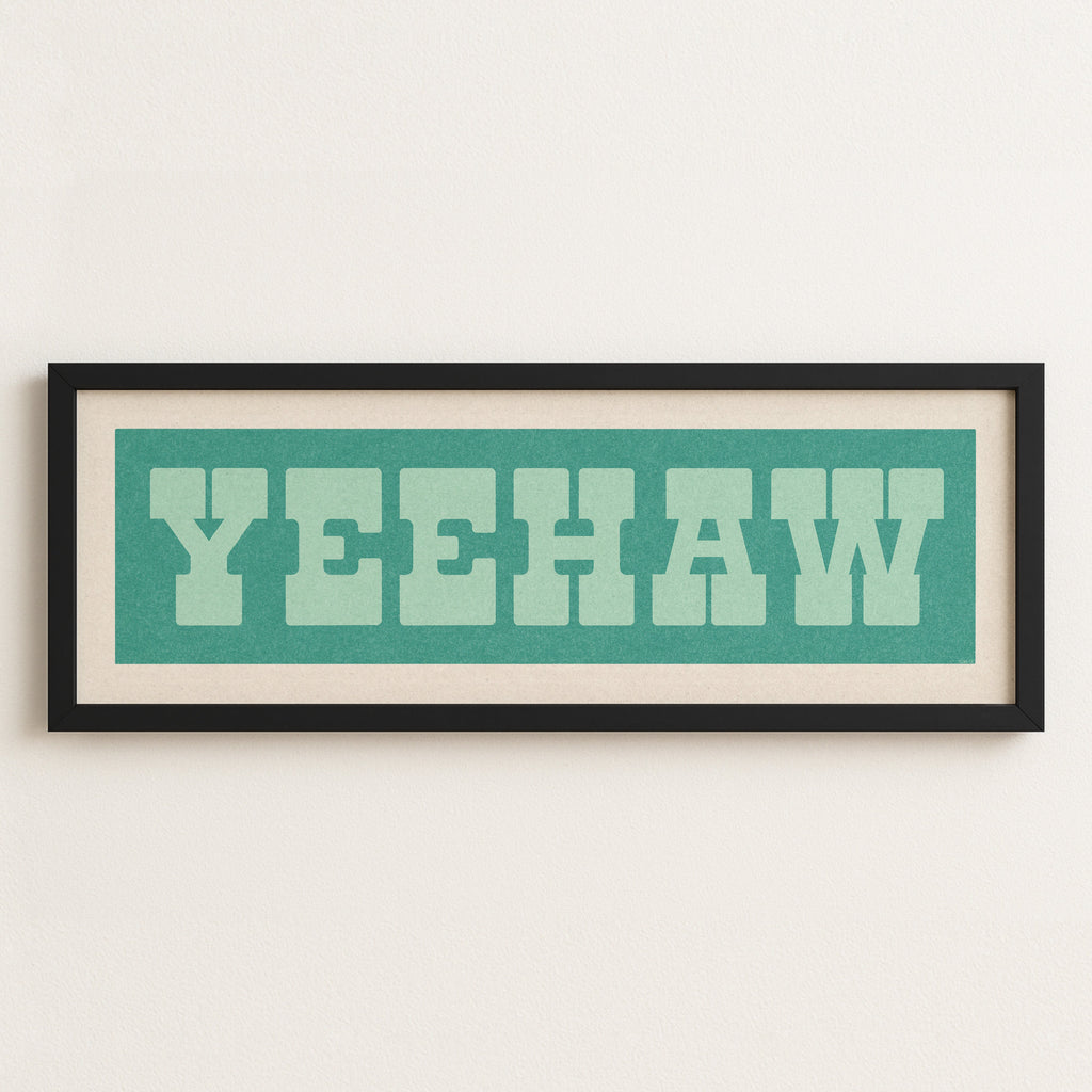 Framed YEEHAW Sign Turquoise & Mint Art Print