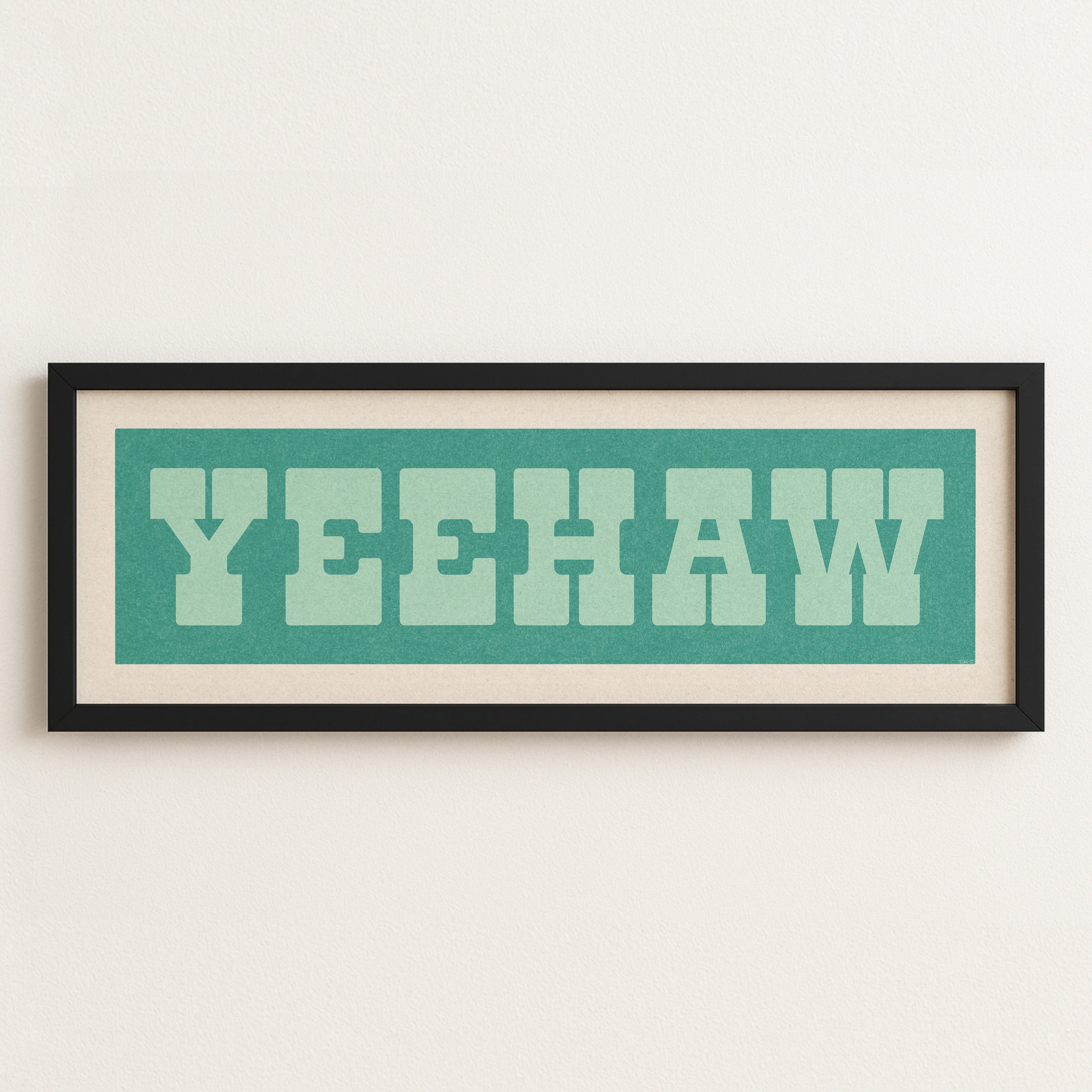 Framed YEEHAW Sign Turquoise & Mint Art Print