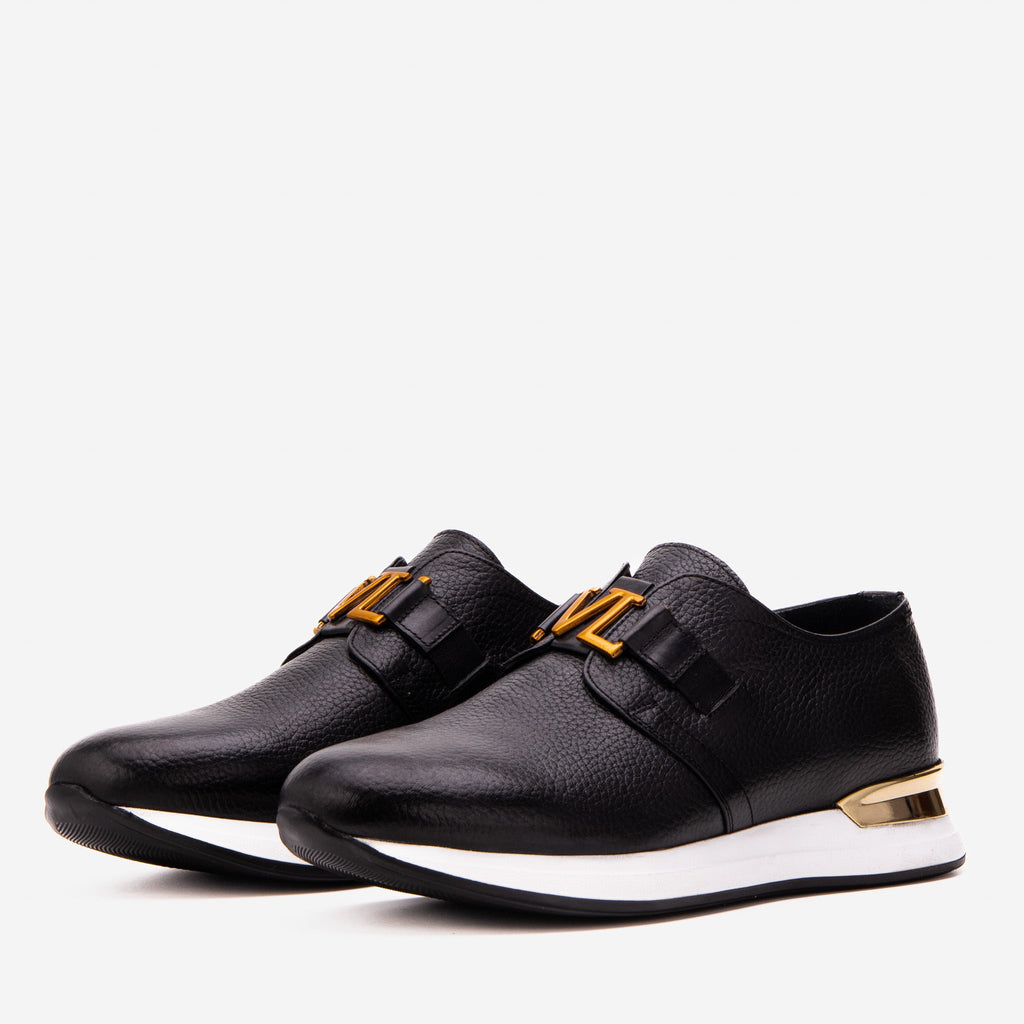 The Avelon Black Leather Men Sneaker