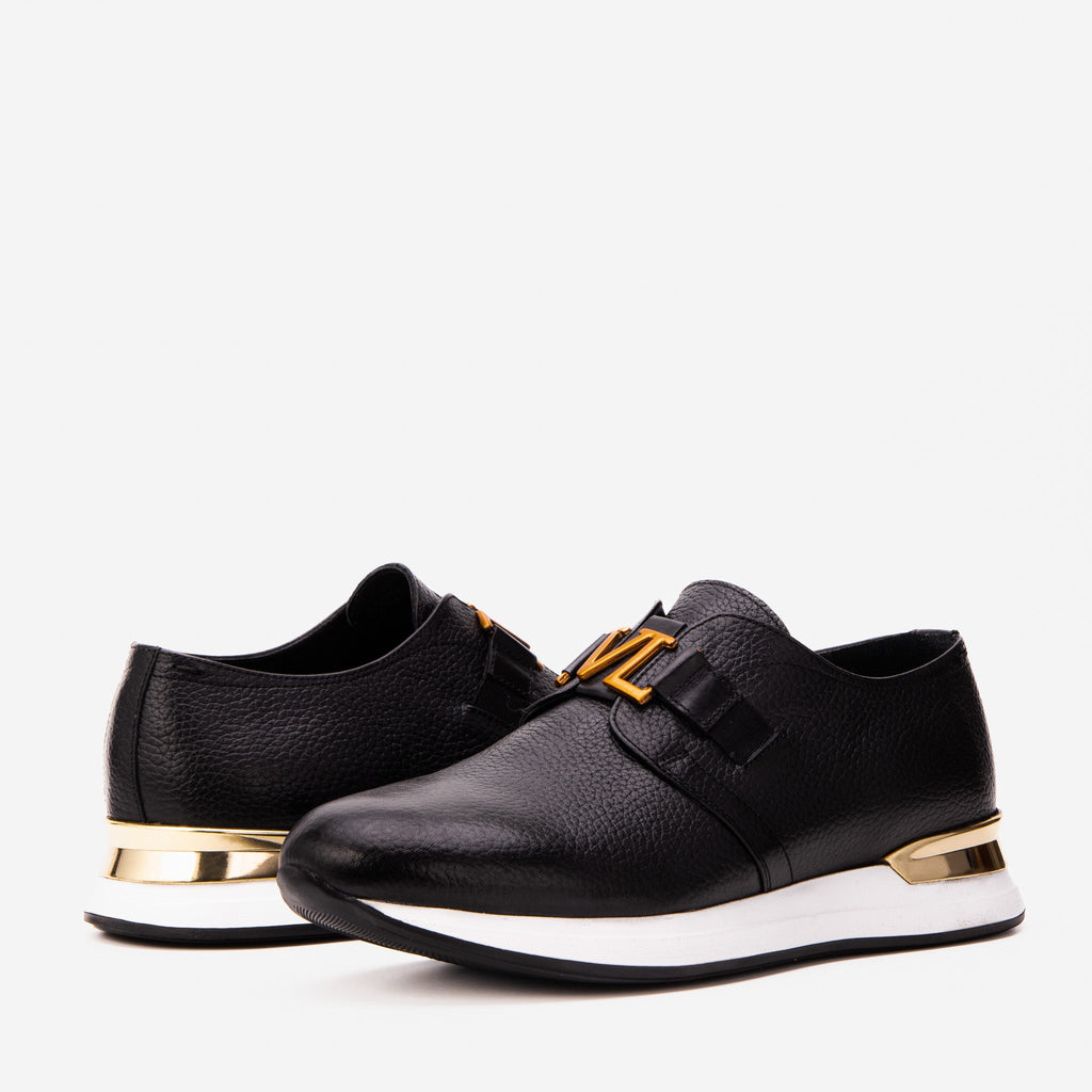 The Avelon Black Leather Men Sneaker