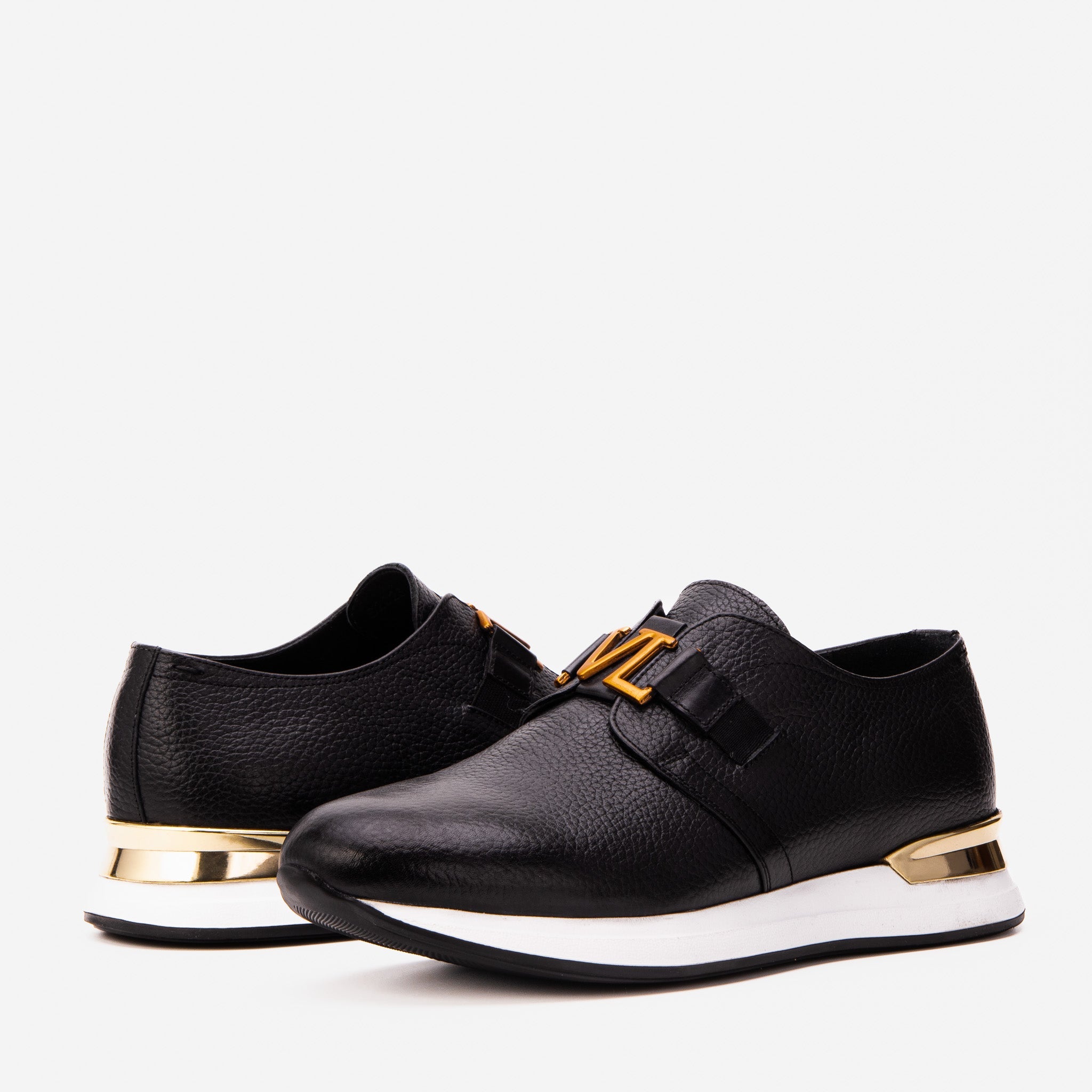 The Avelon Black Leather Men Sneaker
