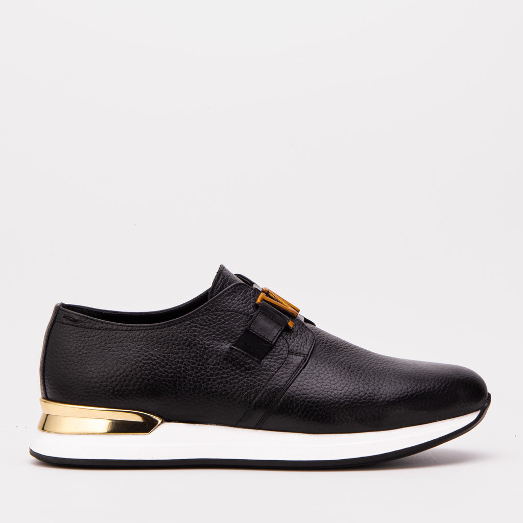 The Avelon Black Leather Men Sneaker