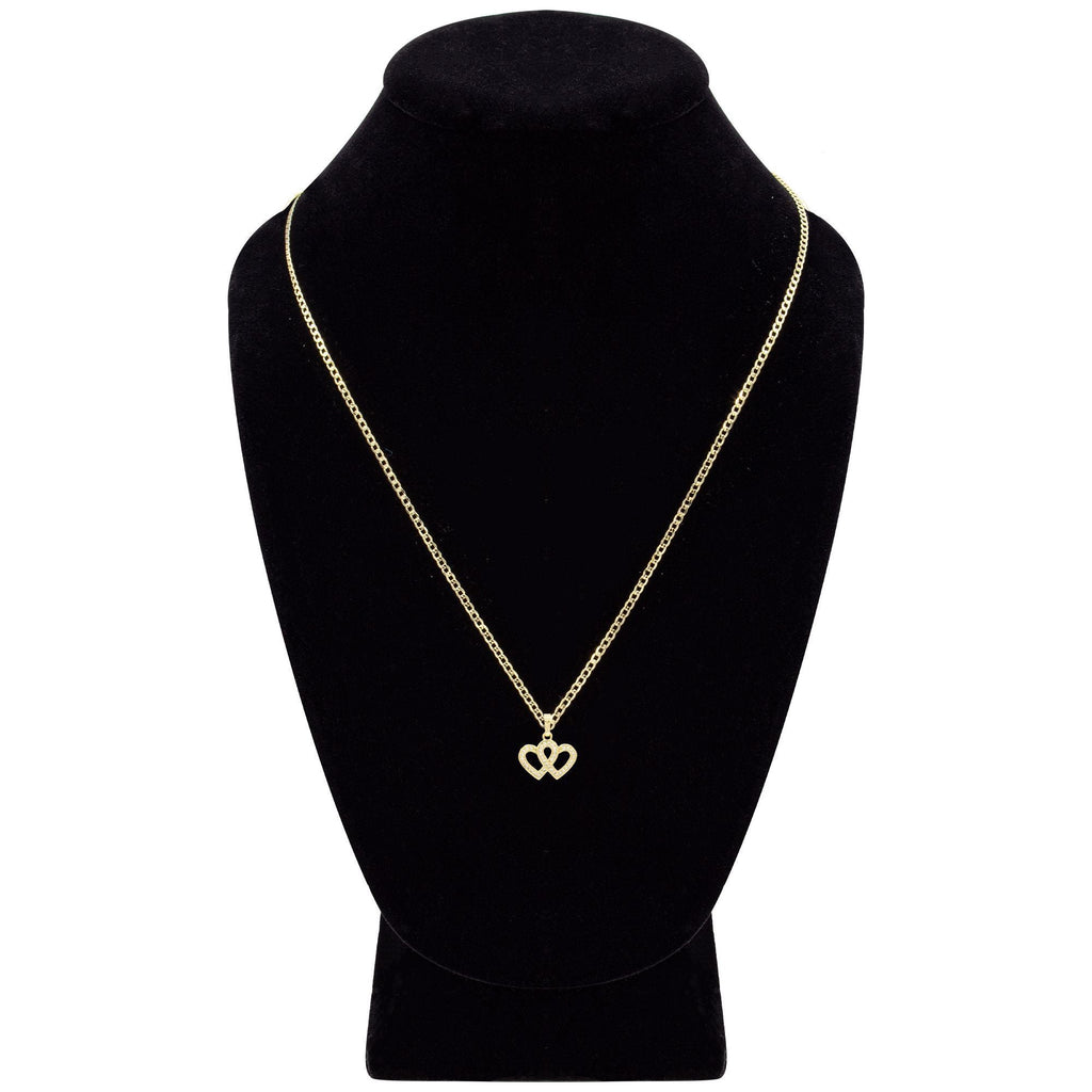 Cubic Zirconia 14K Gold Filled Connected Hearts Pendant Necklace Set