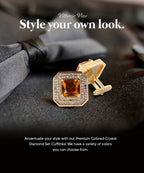 Large Square Crystal Diamond Cufflinks CL71XX