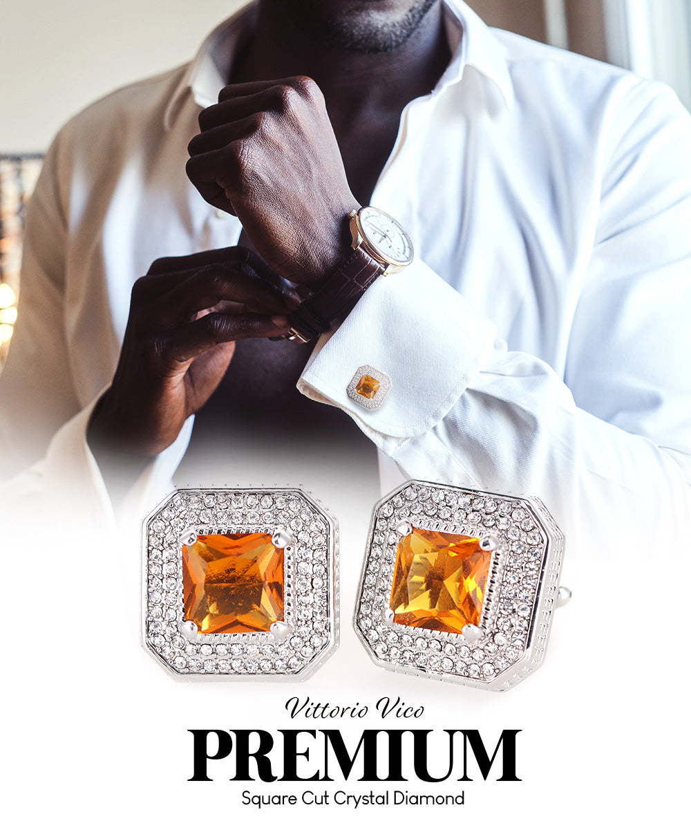 Large Square Crystal Diamond Cufflinks CL71XX