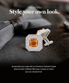 Large Square Crystal Diamond Cufflinks CL71XX