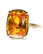 Sterling Silver Elongated Cushion Canary CZ Cocktail Ring