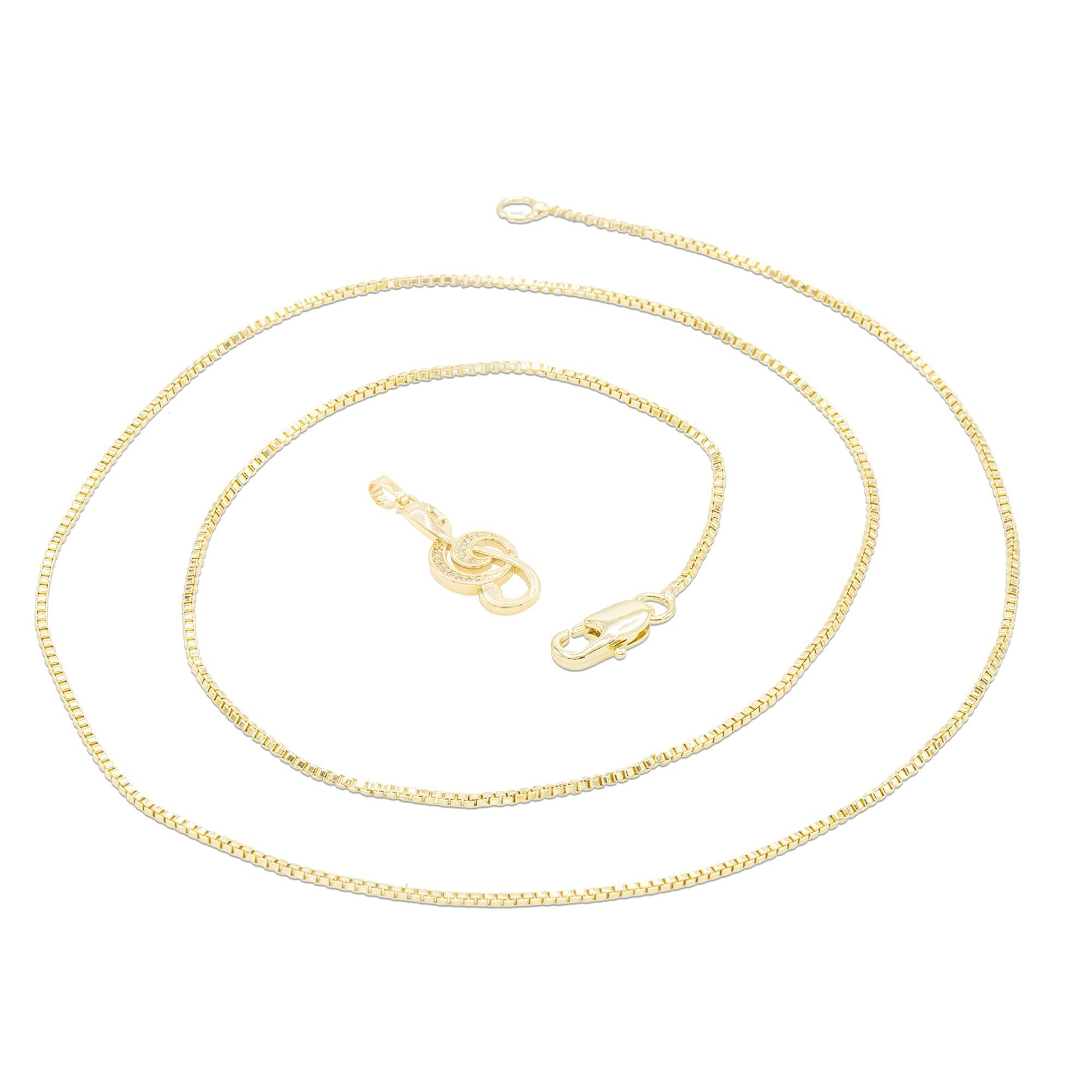 Cubic Zirconia 14K Gold Filled Music Note Pendant Necklace Set