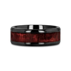 YOSEMITE Redwood inlaid Clear Polished Coated Titanium Men's Wedding Band With Polished Beveled Edges - 8mm