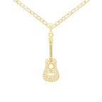 Cubic Zirconia 14K Gold Filled Guitar Pendant Necklace Set