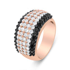 18K Rose Gold 2 1/5 Cttw Black and White Diamond 6 Row Band Ring (F-G and Black Color, VS1-VS2 Clarity) - Ring Size 7
