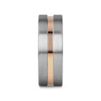 ZEUS Flat Brushed Tungsten Carbide Ring with Rose Gold-Plated Groove (4mm–10mm)