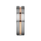 ZEUS Flat Brushed Tungsten Carbide Ring with Rose Gold-Plated Groove (4mm–10mm)