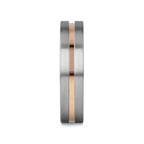 ZEUS Flat Brushed Tungsten Carbide Ring with Rose Gold-Plated Groove (4mm–10mm)
