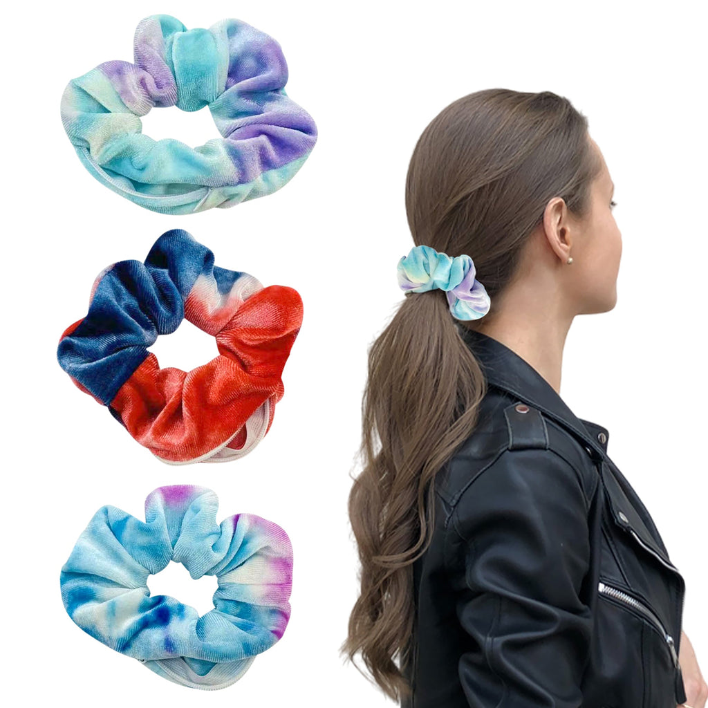 Tie Dye Scrunchies Diversion Safes (3 pack) - Discreet Scrunchies with a hidden diversion safe