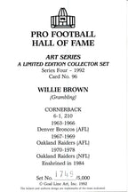 Willie Brown HOF Raiders Signed/Inscribed Goal Line Art GLAC Postcard 163845