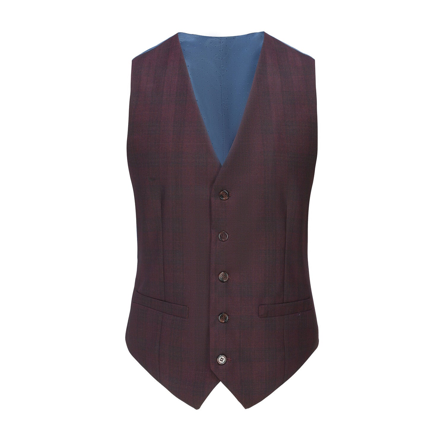 3-Piece Performance Stretch Slim Fit Check Suit // Burgundy