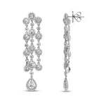 18K White Gold 4 3/4 Cttw Diamond Double Teardrop Waterfall Dangle Earrings (H-I Color, VS1-VS2 Clarity)