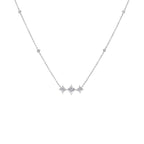 10K White Gold Bezel Set Princess Diamond 3 Stone Kite Shape and Station Necklace (H-I Color, SI2-I1 Clarity) - 18" Inches