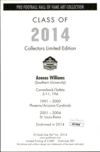 Aeneas Williams HOF Autographed Goal Line Art GLAC Postcard Cardinals JSA