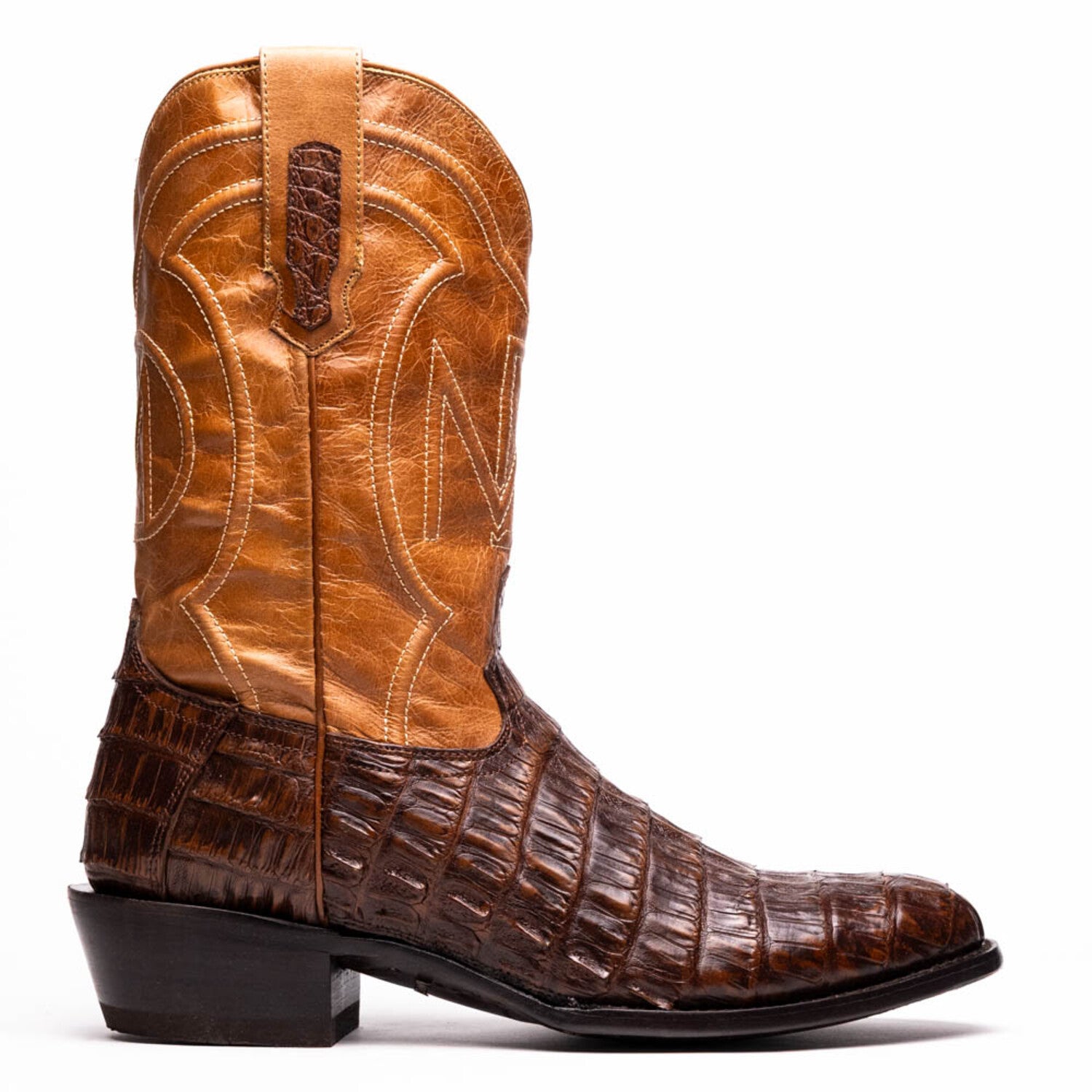 Phoenix // Caiman Belly Leather Western Boots // Aged Maple