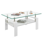 Modern Rectangular Coffee Table With Tempered Transparent