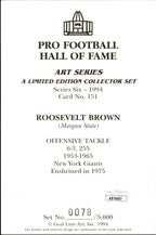 Roosevelt Brown HOF Autographed Goal Line Art GLAC Postcard New York Giants JSA