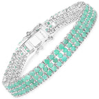 9.41 Carat Genuine Emerald .925 Sterling Silver Bracelet