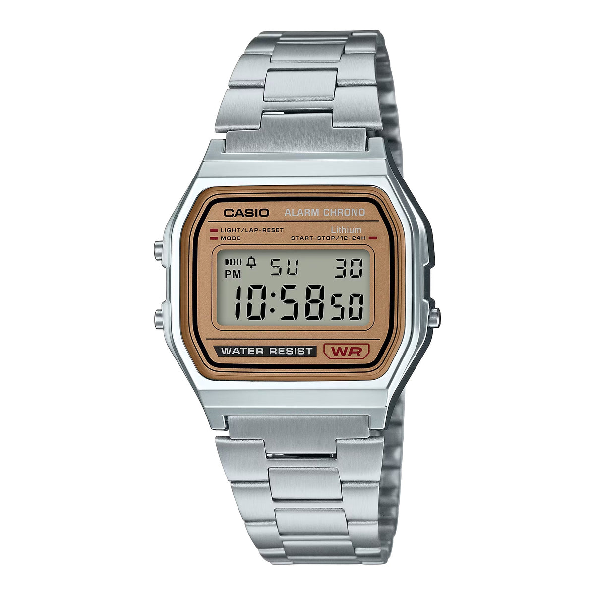 Casio Men’s Vintage Gold Dial Digital Stainless Steel Bracelet Watch - A158WEA-9CF
