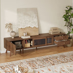 Doors TV Stand For TVs Up To 85", With Storage Cabinets - Natural