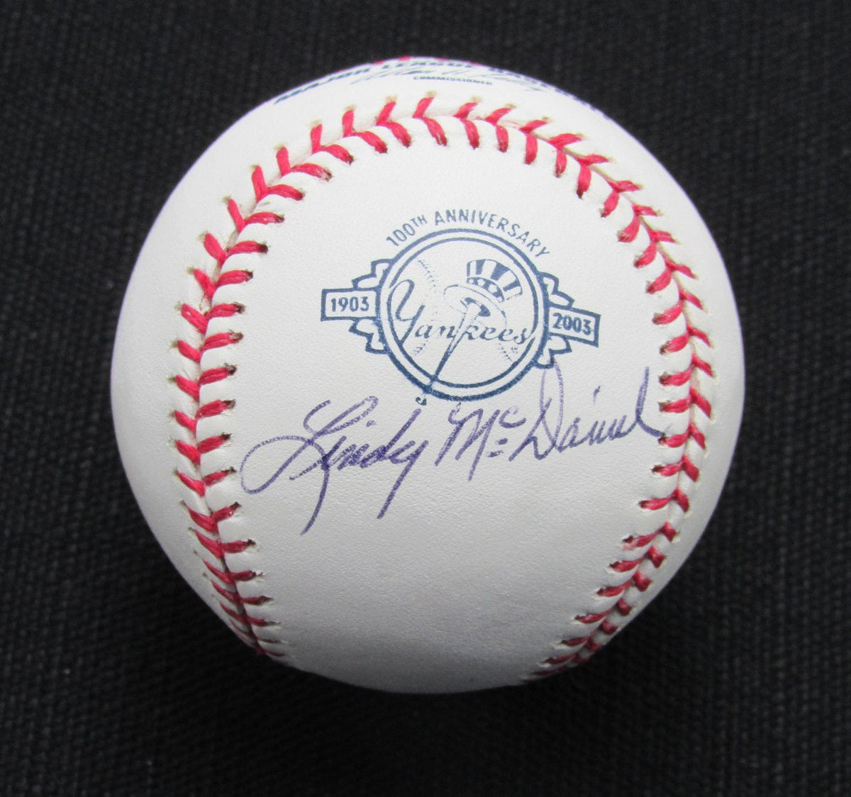 Lindy McDaniel Signed/Auto Yankees 100th OML Baseball JSA  186913