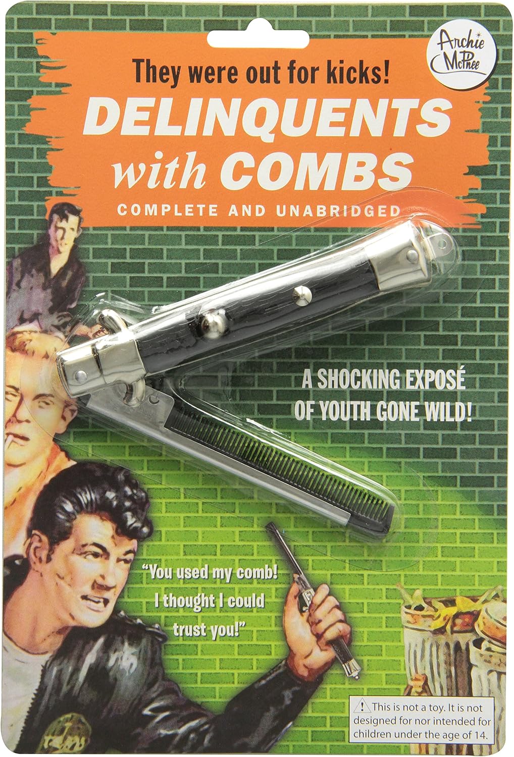 Switchblade Comb - 50's greaser folding comb costume prop - Archie McPhee