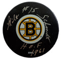 Milt Schmidt HOF Autographed/Inscribed Boston Bruins Hockey Puck Beckett 181051