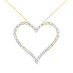 10k Yellow Gold Plated .925 Sterling Silver 3.0 cttw Round-Cut Diamond Open Heart Pendant Necklace (J-K Color, I1-I2 Clarity) - 18"