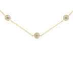 Yellow Color Plated Sterling Silver Diamond Station Necklace (1/2 cttw, K-L Color, I2-I3 Clarity)